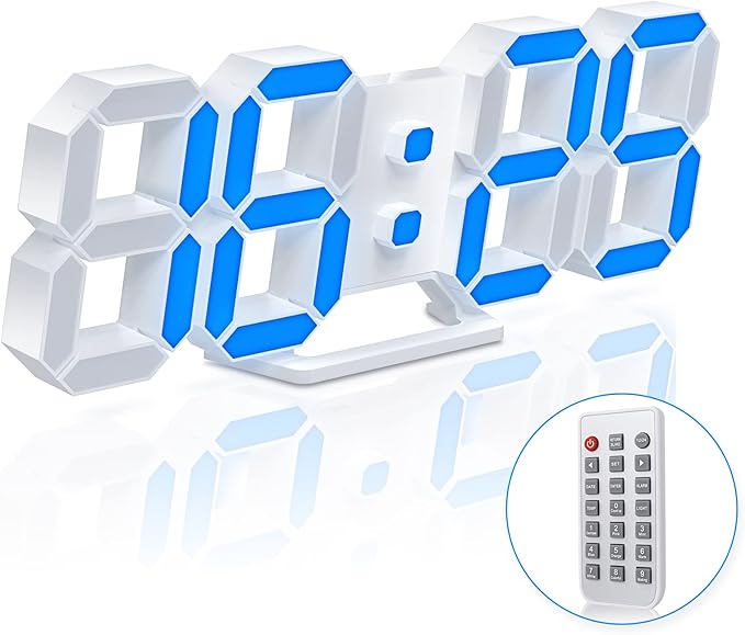 3D LED Digital Wall Clock 9.7" RGB Neon Alarm Clock, Large Display Desk/Wall