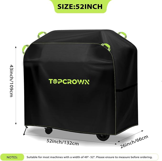 TOPCROWN Grill Cover for Outdoor Grill, Universal Fit 45"-75" BBQ Gas Grill Waterproof Anti-UV Oxford Fabric Windproof Design with Adjustable Straps, Fits Weber/Char-Broil/Nexgrill and More (52")