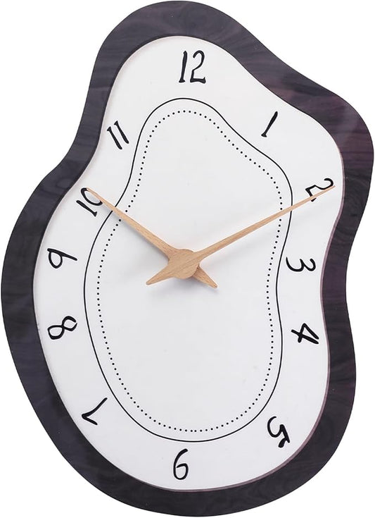Mid Century Retro Irregular Shape Wall Clock, Silent Non-Ticking Battery