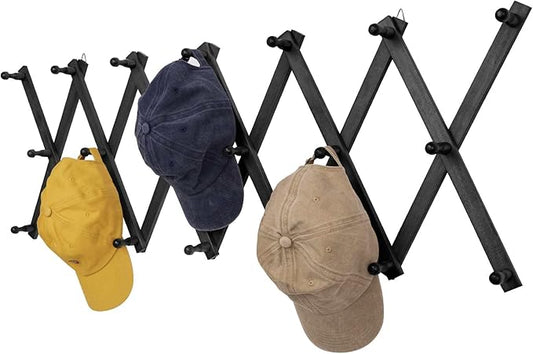 SCUNDA Wall Rack with 20 Hooks, Wooden Wall Expandable Coat Rack