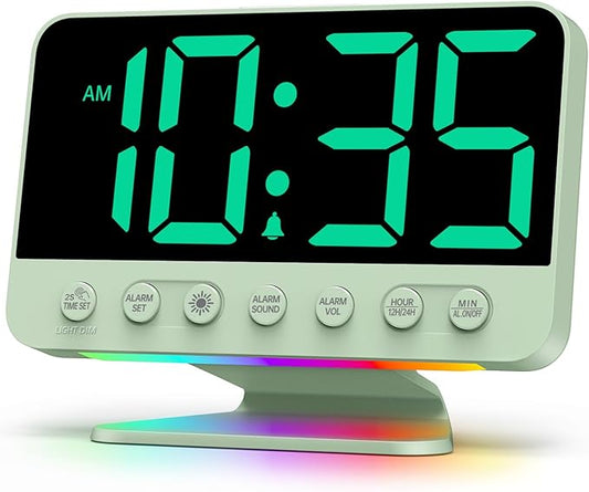 Odokee Digital Alarm Clocks for Bedrooms: Large Bold Number 5 Brightness Dimmer