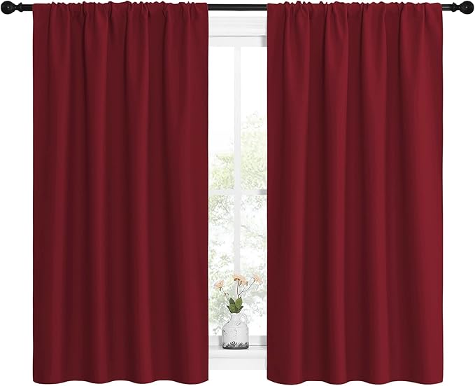 NICETOWN Christmas Burgundy Curtains Blackout Drape Panels