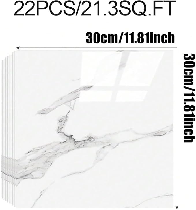 Chejiaye 22pcs Marble Peel and Stick Backsplash Waterproof Washroom Wall Panels