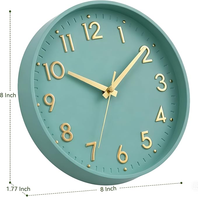Mosewa Wall Clock 8 Inch, Wall Clocks Battery Operated Silent Non-Ticking