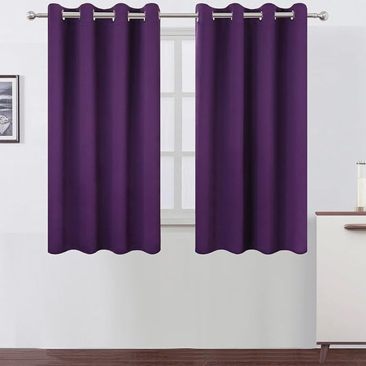 LEMOMO Blackout Curtains 66 x 54 Inch Long Purple Curtains Set of 2 Panels Room