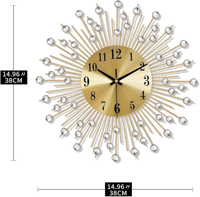 Large Wall Clocks for Living Room Decor Modern Gold Silent Wall Clock Battery