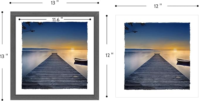 Framed Lake Scenery Wall Art: Calming Forest Fog Print Pictures Relaxing Nature Landscape Painting Contemporary Frames Mountain Tree Artwork 6 Pieces Sunset Picture for Bedroom Living Room