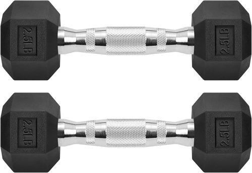 Hex Dumbbells | Rubber Coated Cast Iron Free Weights for Effective Workouts - Black
