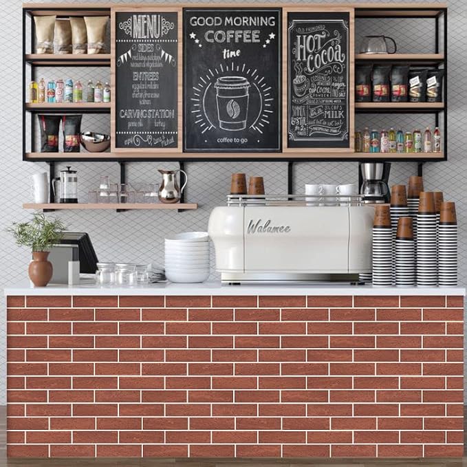 100 Red Faux Brick Wall Tiles, Inorganic Minerals, 3D Thin Brick Veneers