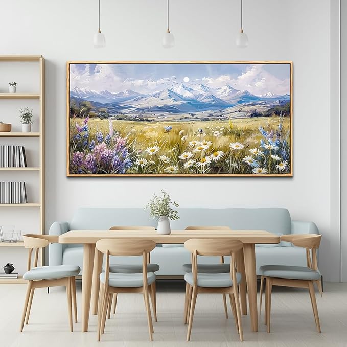 QIYILEXWART Large Wall Art For Bedroom Wall Decor For Living Room Office Decoration Range Grassland Landscape Painting Watercolour Pictures Canvas Artworks Ready To Hang Home Decor Wood Framed