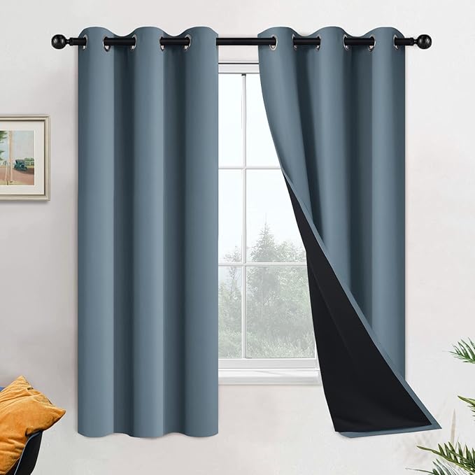 Yakamok 100% Blackout Lined Panels, Thermal Insulated Blackout Curtains
