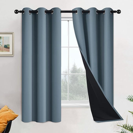 Yakamok 100% Blackout Lined Panels, Thermal Insulated Blackout Curtains