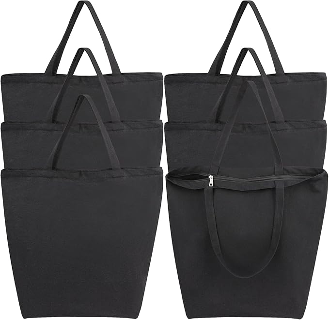 Segarty Canvas Tote Bag Bulk, 6 Pack 20x15.7 Canvas Bags for Women, Reusable Totes Aesthetic with Blank Natural Cotton Cloth for DIY, Grocery Shopping, Beach, Travelï¼Gift