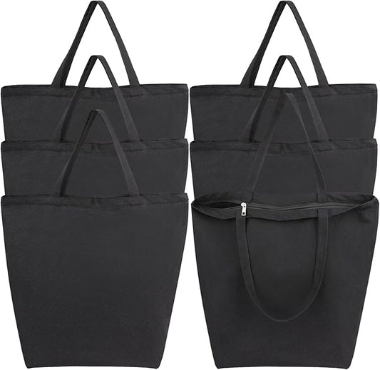 Segarty Canvas Tote Bag Bulk, 6 Pack 20x15.7 Canvas Bags for Women, Reusable Totes Aesthetic with Blank Natural Cotton Cloth for DIY, Grocery Shopping, Beach, Travelï¼Gift