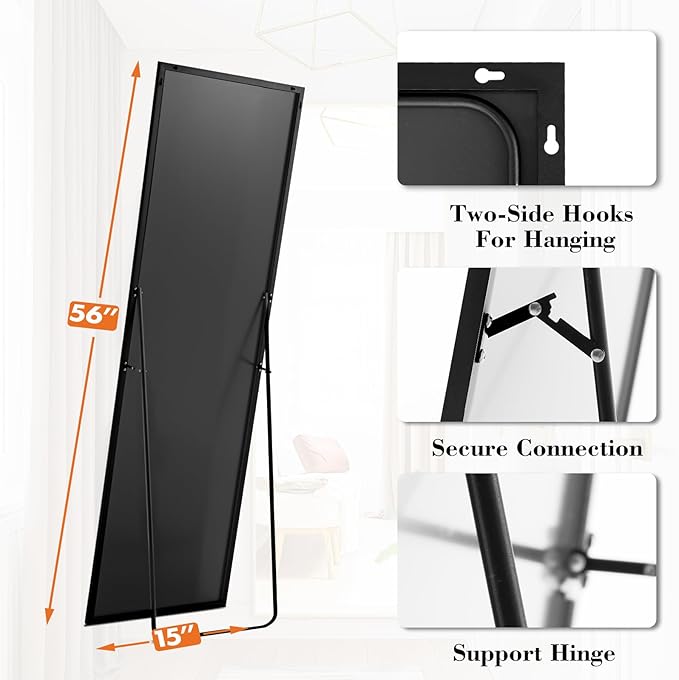 Sweetcrispy 56"x15" Full Length Mirror, Leaning or Standing Full Body Mirror