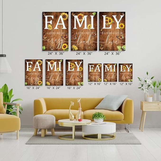 GUBIYU Farmhouse Family Wall Art Set of 3, Rustic Family Wall Decor