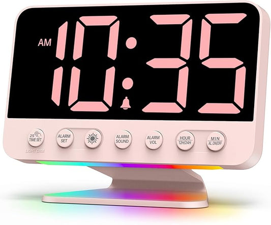 Odokee Digital Alarm Clocks for Bedrooms: Large Bold Number 5 Brightness Dimmer
