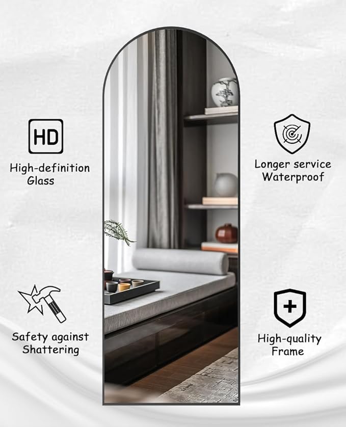 Rowjut 64"x21"Floor Mirror Arched Full Length Mirros, Mirror Floor Length