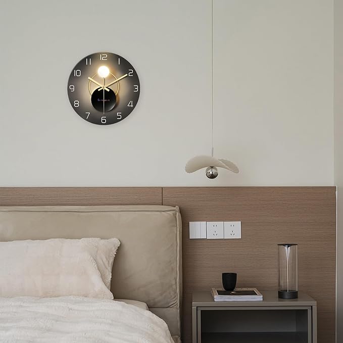 Large Wall Clocks Battery Operated 16 Inch Round Glass Analog Wall Clock Silent