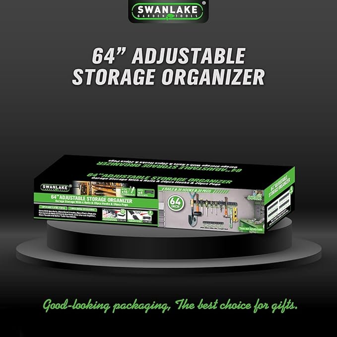 SWANLAKE Plastic 64 Inch Adjustable Storage System, Wall Mounted Hooks Tool