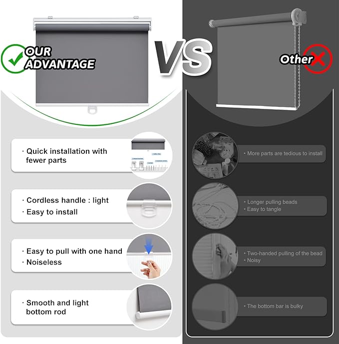 Cordless Roller Shades Blackout Blinds