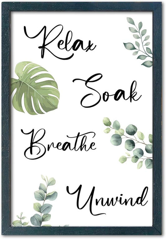 YWJKWLGS Boho Bathroom Wall Art, 11x16 Inch Green Eucalyptus Monstera Decor