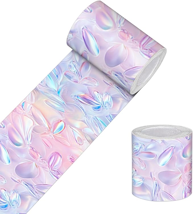 HOMETITUTE Wallpaper Border Peel and Stick Wall Border 4x196 Inch Iridescent