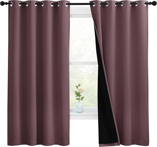 NICETOWN Bedroom Full Blackout Room Warming Curtain Panels, Super Thick