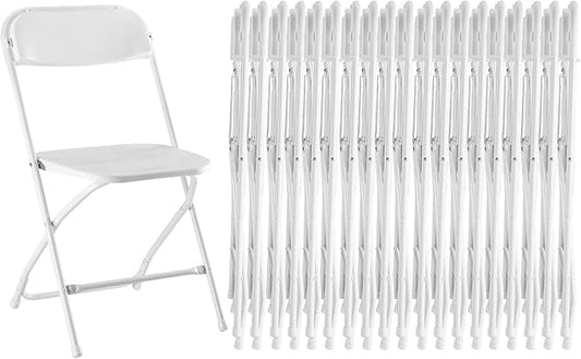Sweetcrispy Folding Chair 20 Pack, Plastic Foldable Chairs with 330-Pound Capacity, Sturdy Metal Portable Chair, Easy to Use and Store, Outdoor and Indoor, for Home, Office, Party, Comfy, White