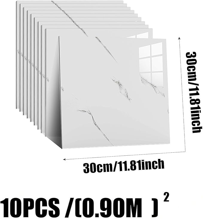 10pcs Peel and Stick Tile Shower Waterproof Marble Tiles Wall Panels,