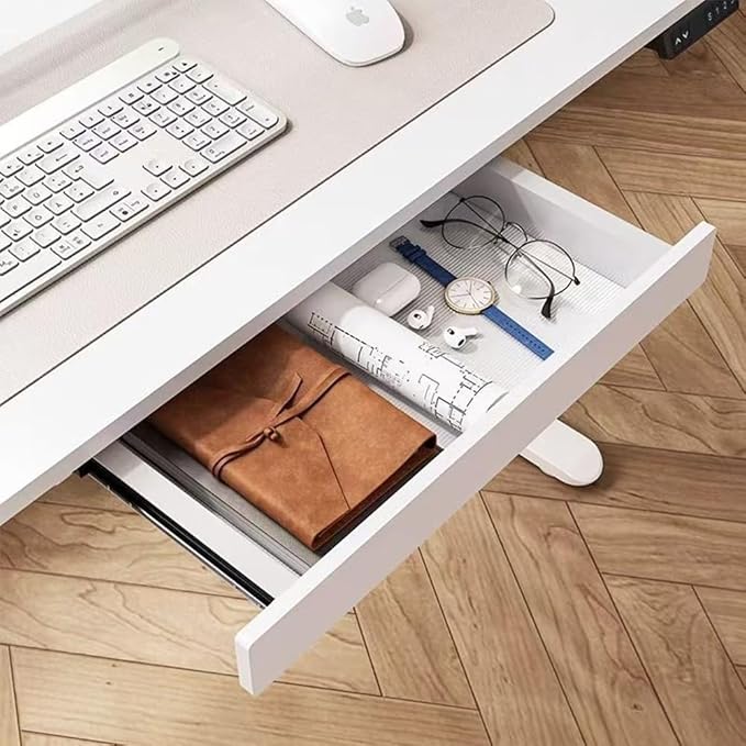 Under Desk Mounted Sliding Drawer to pull out, Attachable Desk Pencil Drawer Ball-Bearing Slides (White)
