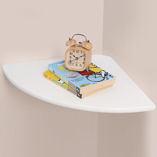 Gieanoo White Corner Wall Shelf 16inch Solid Oak Wood Floating Corner Shelf