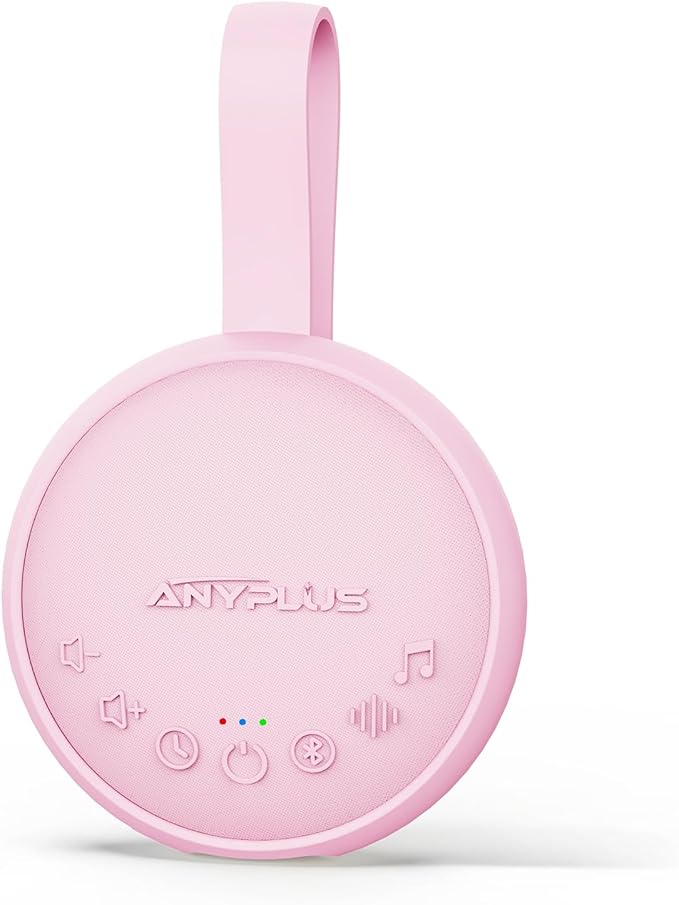 White Noise Sound Machine for Sleeping Adults & Baby, Portable Noise Machine with 24 Soothing Sounds, Bluetooth 5.1, Battery Powered, 3 Timer Settings, Memory Function for Home, Office, Travel (Pink)
