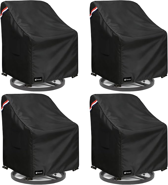 Outdoor Swivel Rocker Chair Cover 4 Pack, Waterproof Rocking Chair Covers, All-Weather Protection Outdoor Lawn Patio Furniture Covers for Patio Chair 32" W x 35" D x 32" H, Black