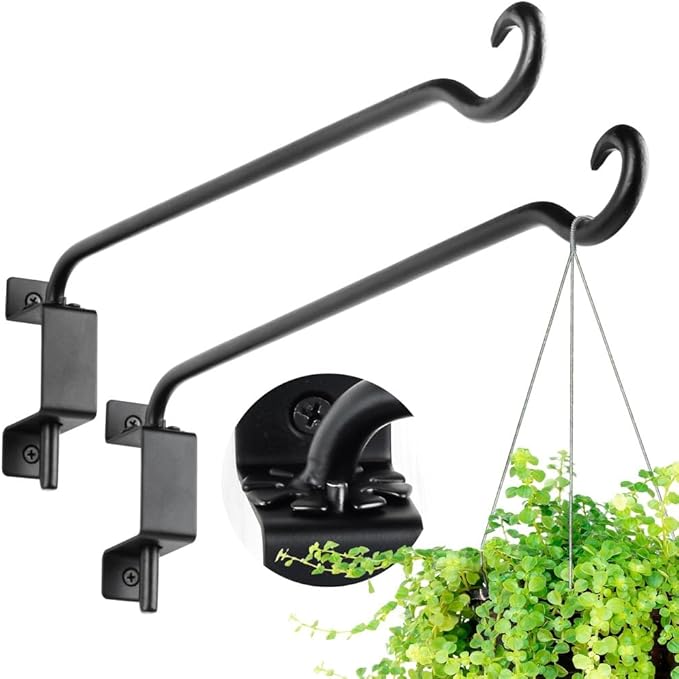 Qiang Ni Plant Hanger Outdoor: 12 Inch Bird Feeder Bracket for Garden Patio Decor - 2 PCS Swivel Adjustable Wall Mount Plant Hook for Hanging Flower Baskets
