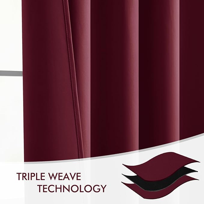 MIULEE Christmas Wine Red Back Tab Blackout Curtains 84 Inch Length 2 Panels Set