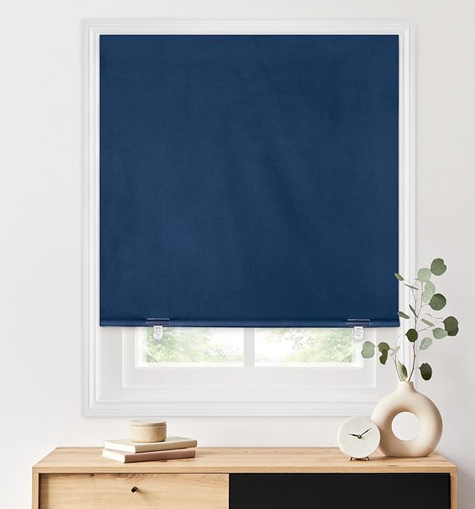 LazBlinds 100% Blackout Roller Shades, No Tools No Drill Cordless Blinds