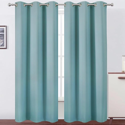 LEMOMO Stone Blue Thermal Blackout Curtains/42 x 84 Inch/Set of 2 Panels Room