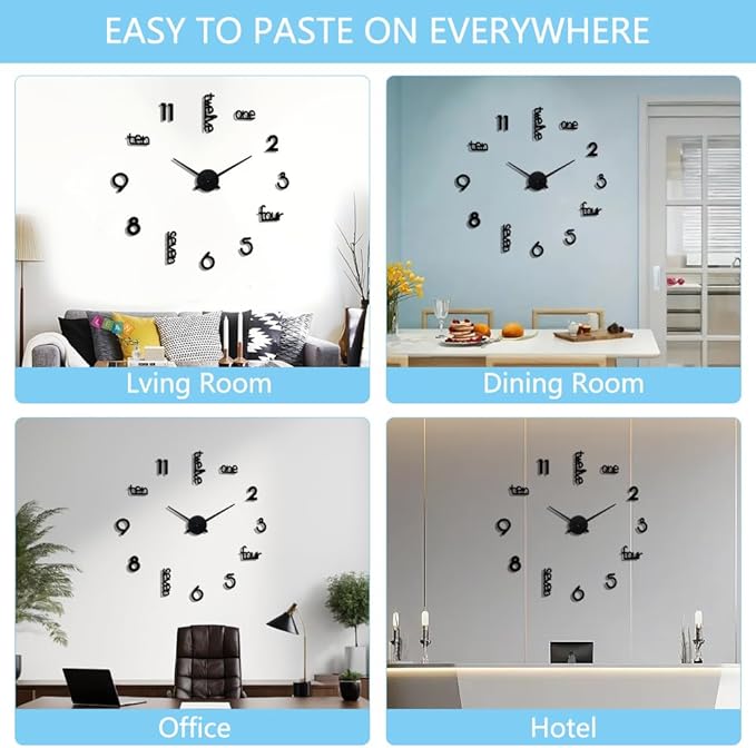 Large Modern Art Deco Wall Clock Silent Acrylic Unique Decorative Wall Clocks