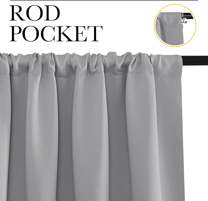 NICETOWN 2 Panels Blackout Curtains, Rod Pocket Window Curtains Room Darkning