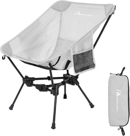 MOON LENCE Portable Camping Chair Backpacking Chair - The 4th Generation Ultralight Folding Chair - Compact, Lightweight Foldable Chairs for Hiking Mountaineering, Beach (Grey)