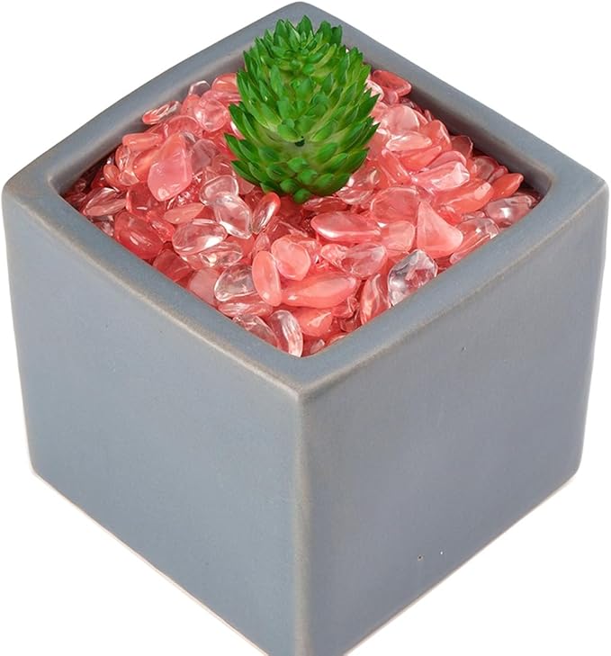 WAYBER Decorative Pebbles, 2 Lbs/920g (Fill 2 Cups) Pink Crystal Quartz Stones Irregular Rock Gravel for Aquarium Turtle Tank Decoration/Succulent Plant Landscape/Flowerpot Vase Ornament