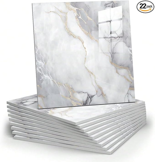 Chejiaye 22pcs Marble Peel and Stick Backsplash Surface Waterproof Wall Panels