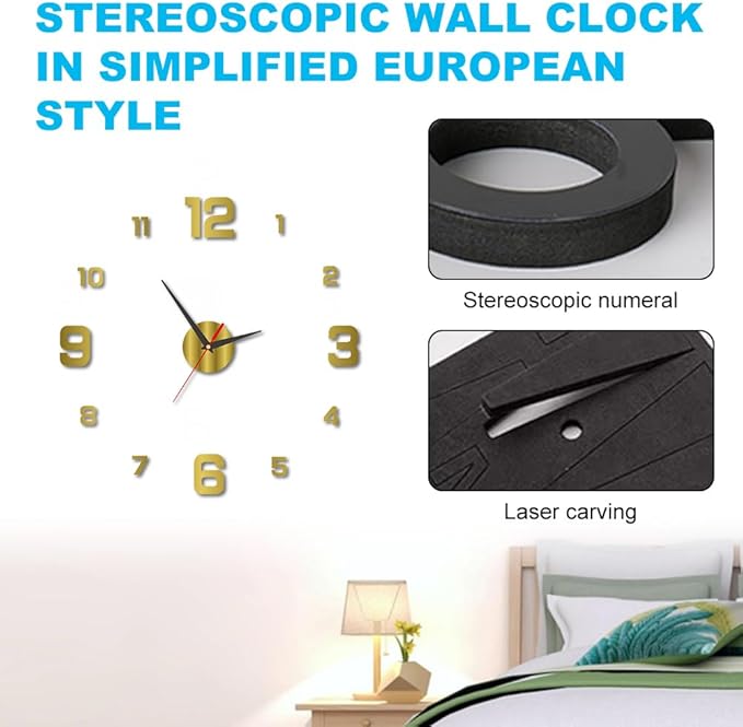 3D DIY Luminous Dial Acrylic Frameless Silent Wall Clock