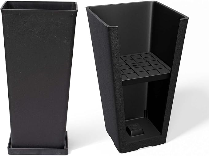 La JolÃ­e Muse Tall Planters 20 Inch, Flower Pot Pack 2, Patio Deck Indoor Outdoor Garden Tree Planters (Black)