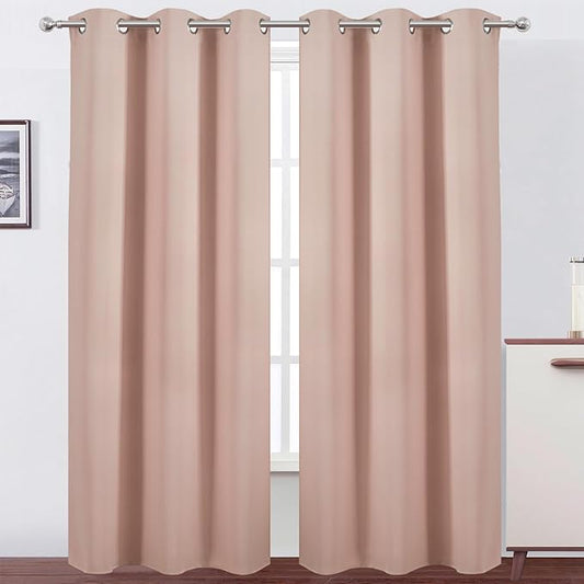 LEMOMO Blush Thermal Blackout Curtains/42 x 95 Inch/Set of 2 Panels Room