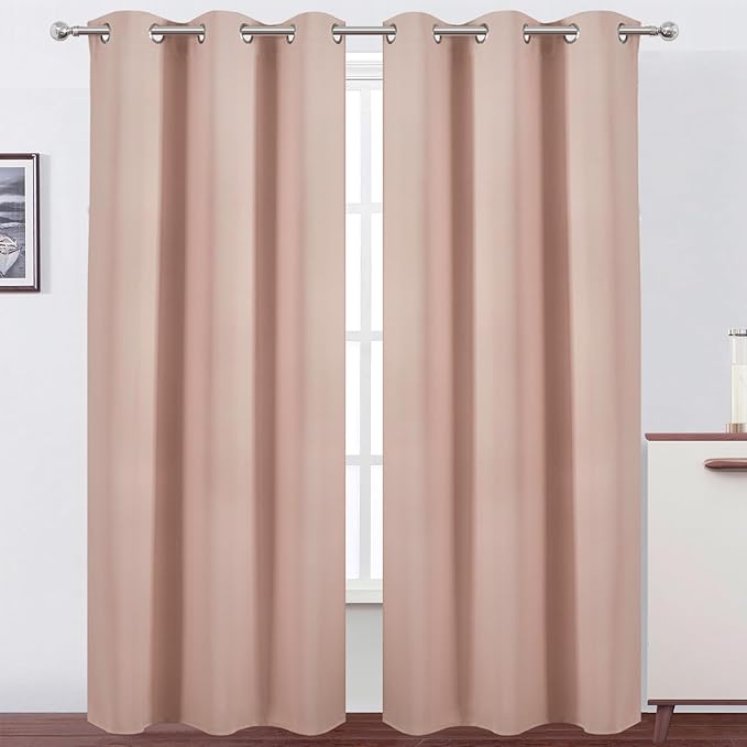 LEMOMO Blush Thermal Blackout Curtains/42 x 84 Inch/Set of 2 Panels Room