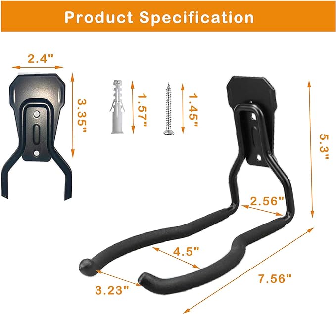 Garden Power Tool Hanger, Garage Wall Hooks, Weedeater Rack, String Trimmer Hanger, Utility Hooks for Garage Tool Organizers and Storage - Black-1 Pcs