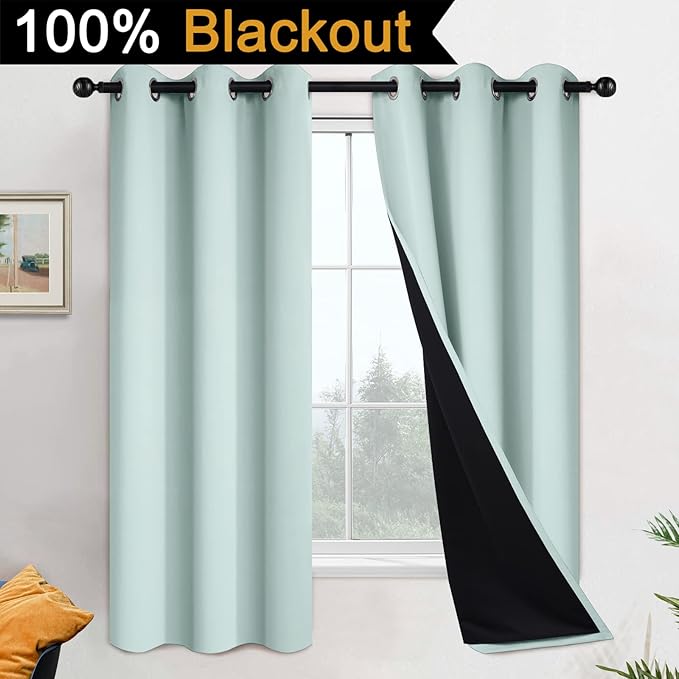 Yakamok 100% Blackout Lined Panels, Room Darkening Thermal Insulated Blackout