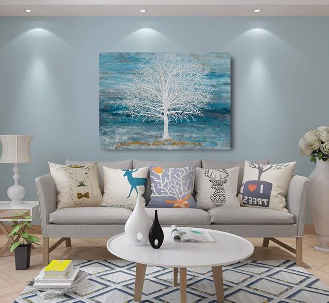 Yihui Arts Canvas Art Wall Decor, Modern Nature Teal Artwork Prints, Large Size